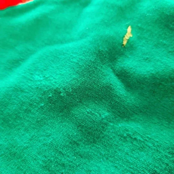 Christmas Tree Skirt Velvet Faux Railroad Train Track Green Red 46" - Picture 3 of 3